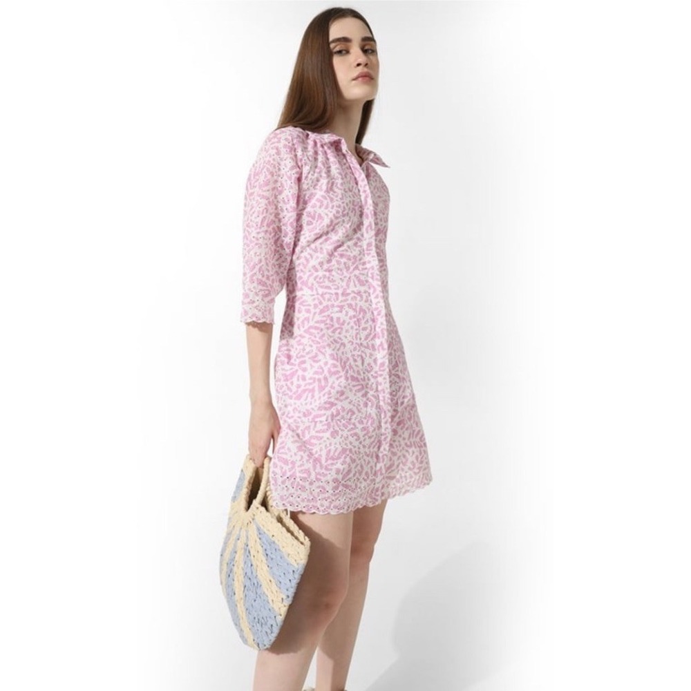 Y2K NWT ONLY Step-Hem Shirtdress in Baby Pink Sz3& Schiffi Floral Fairycore CHIC - Picture 2 of 11